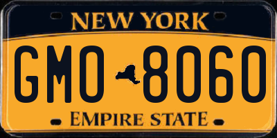 NY license plate GMO8060