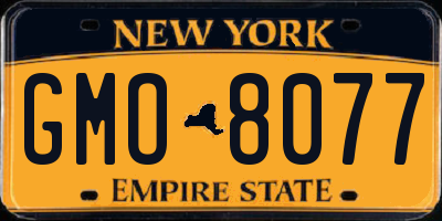 NY license plate GMO8077