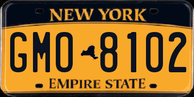 NY license plate GMO8102