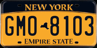 NY license plate GMO8103