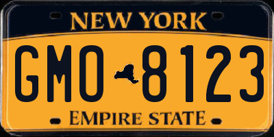 NY license plate GMO8123