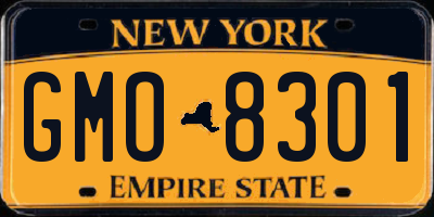NY license plate GMO8301