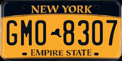 NY license plate GMO8307