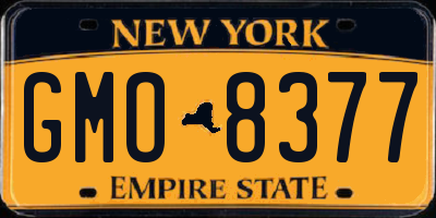 NY license plate GMO8377