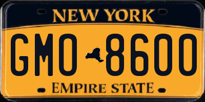NY license plate GMO8600