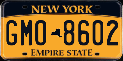 NY license plate GMO8602