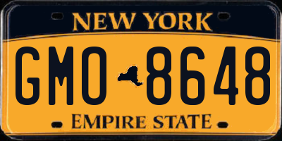 NY license plate GMO8648