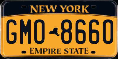 NY license plate GMO8660