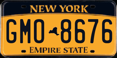 NY license plate GMO8676