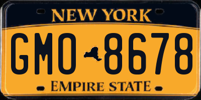 NY license plate GMO8678