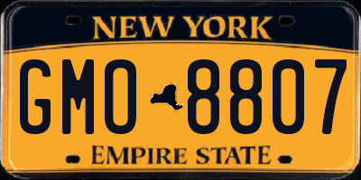 NY license plate GMO8807