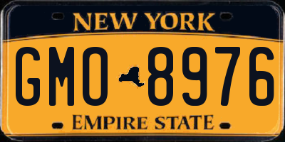 NY license plate GMO8976