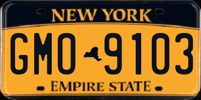 NY license plate GMO9103