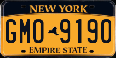 NY license plate GMO9190