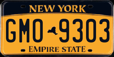 NY license plate GMO9303