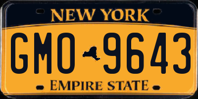 NY license plate GMO9643
