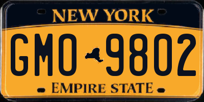 NY license plate GMO9802