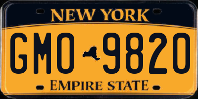 NY license plate GMO9820