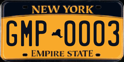 NY license plate GMP0003