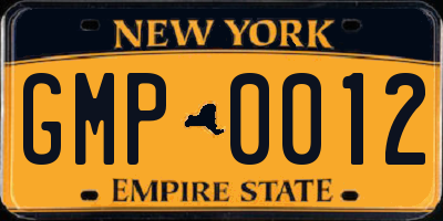 NY license plate GMP0012