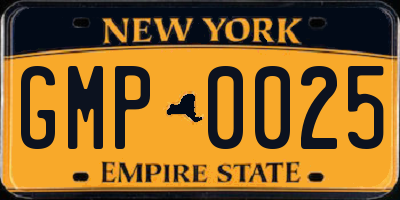 NY license plate GMP0025