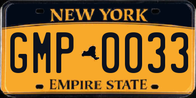 NY license plate GMP0033
