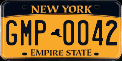 NY license plate GMP0042