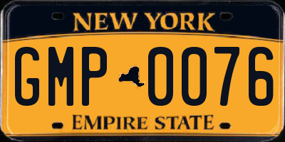 NY license plate GMP0076