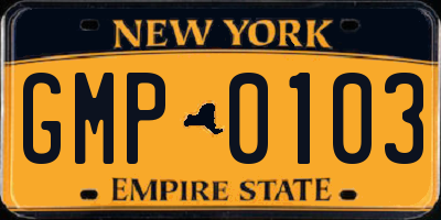 NY license plate GMP0103