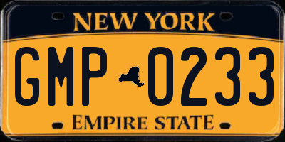 NY license plate GMP0233