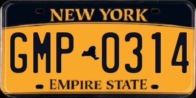 NY license plate GMP0314