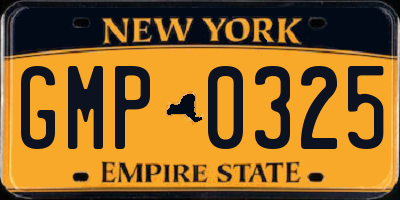 NY license plate GMP0325