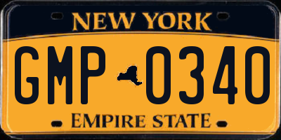 NY license plate GMP0340