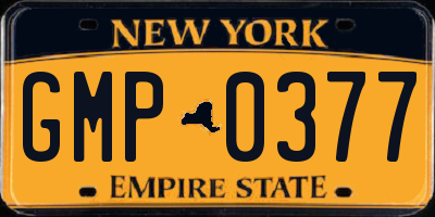 NY license plate GMP0377
