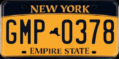 NY license plate GMP0378