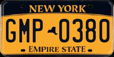 NY license plate GMP0380