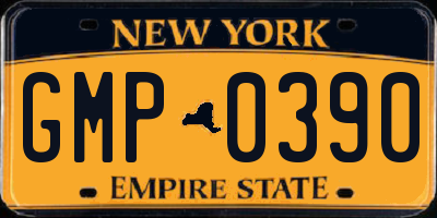 NY license plate GMP0390