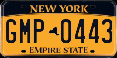 NY license plate GMP0443