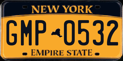 NY license plate GMP0532