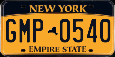 NY license plate GMP0540