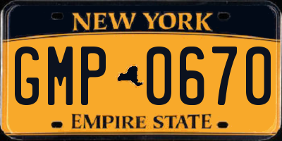 NY license plate GMP0670