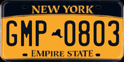 NY license plate GMP0803