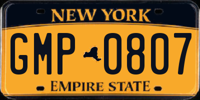 NY license plate GMP0807