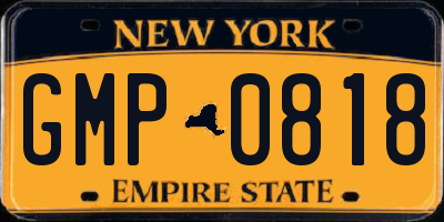 NY license plate GMP0818