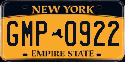 NY license plate GMP0922
