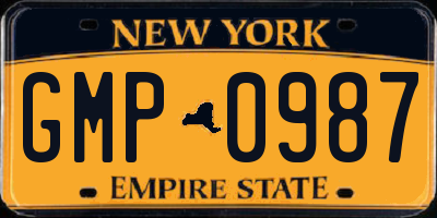 NY license plate GMP0987