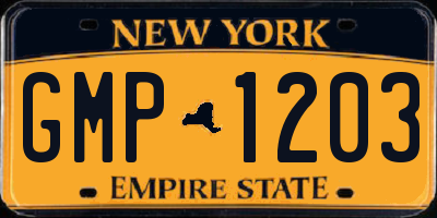 NY license plate GMP1203