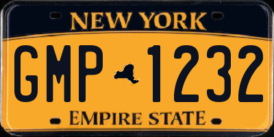 NY license plate GMP1232