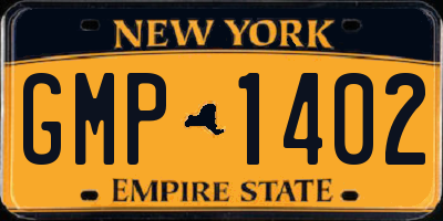 NY license plate GMP1402