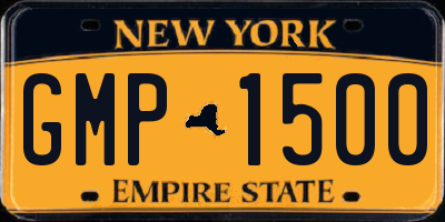 NY license plate GMP1500